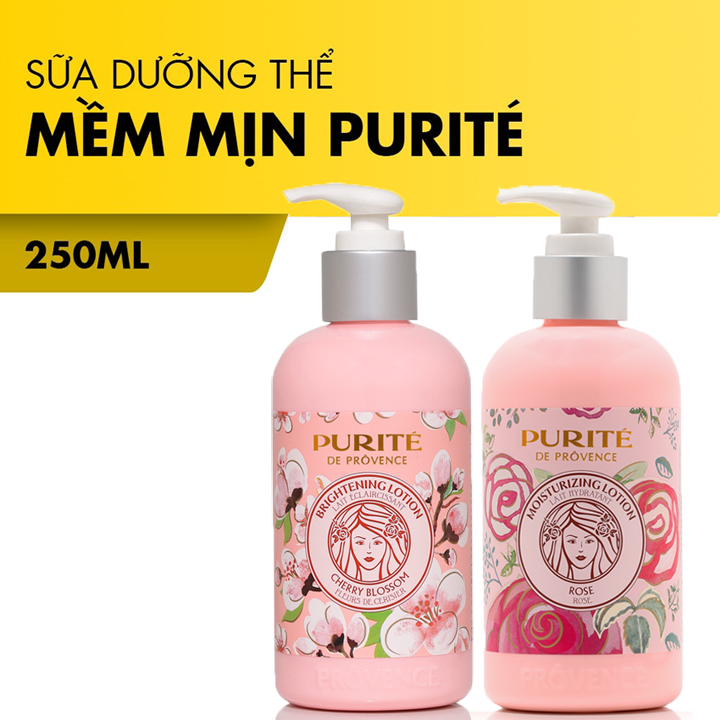 Sữa Dưỡng Thể PURITÉ Sáng Mịn Hương Hoa Anh Đào/ Hoa Hồng 250ml