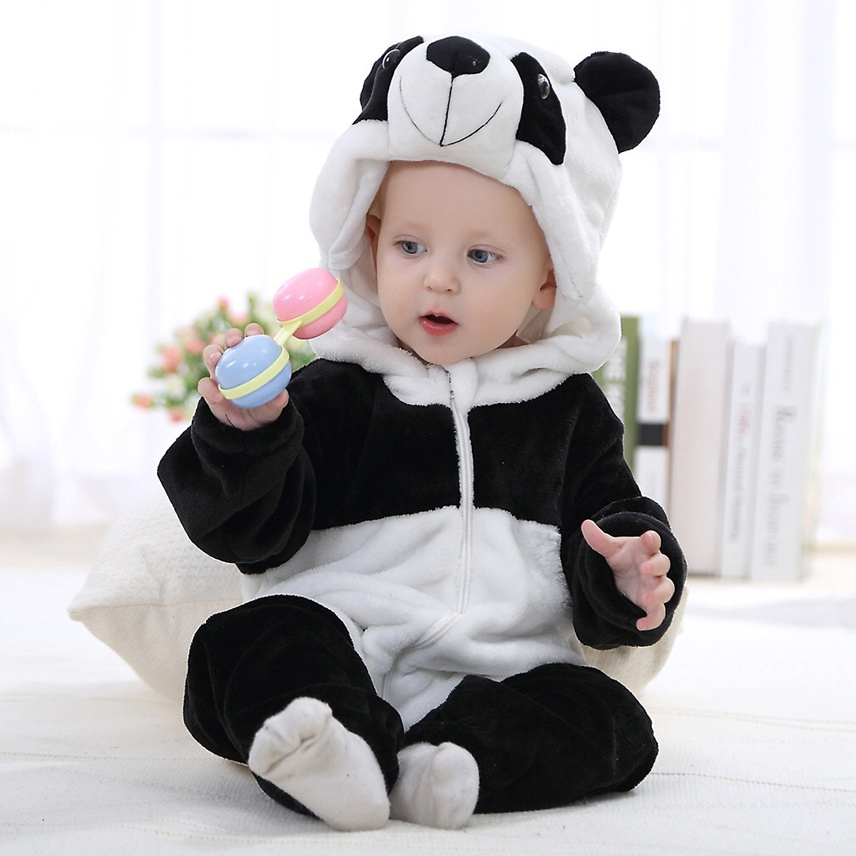 Body hoá trang Gấu trúc cho bé chất vải lông mịn ấm