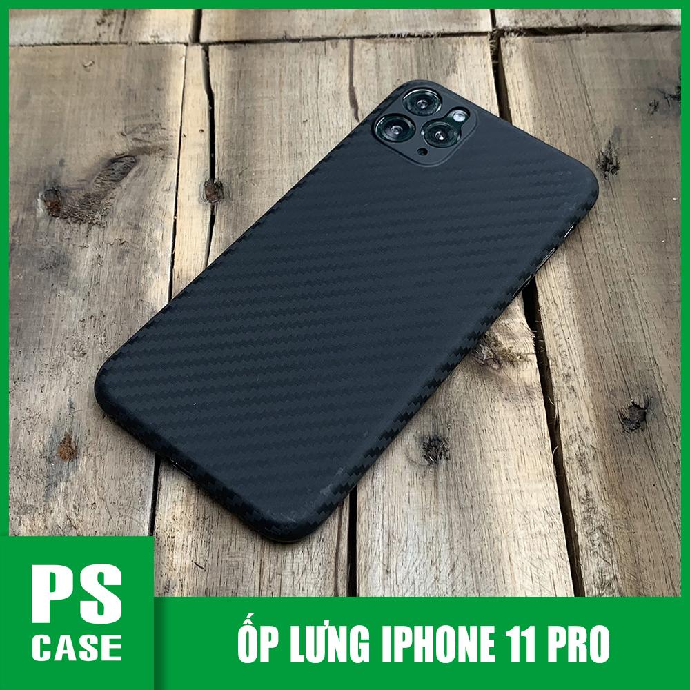 Ốp lưng siêu mỏng, vân carbon dành cho iPhone 11 Pro - Màu đen - PS Case Phân Phối