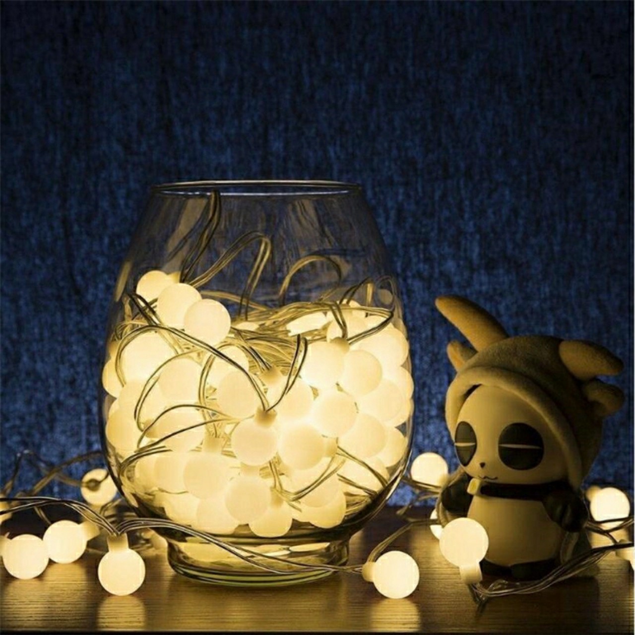 dây đèn LED CHERRY BALL dùng đầu nối USB BẢO VỆ MÔI TRƯỜNG- đèn BÓNG TRÒN MÀU VÀNG NẮNG KHÔNG NHÁY