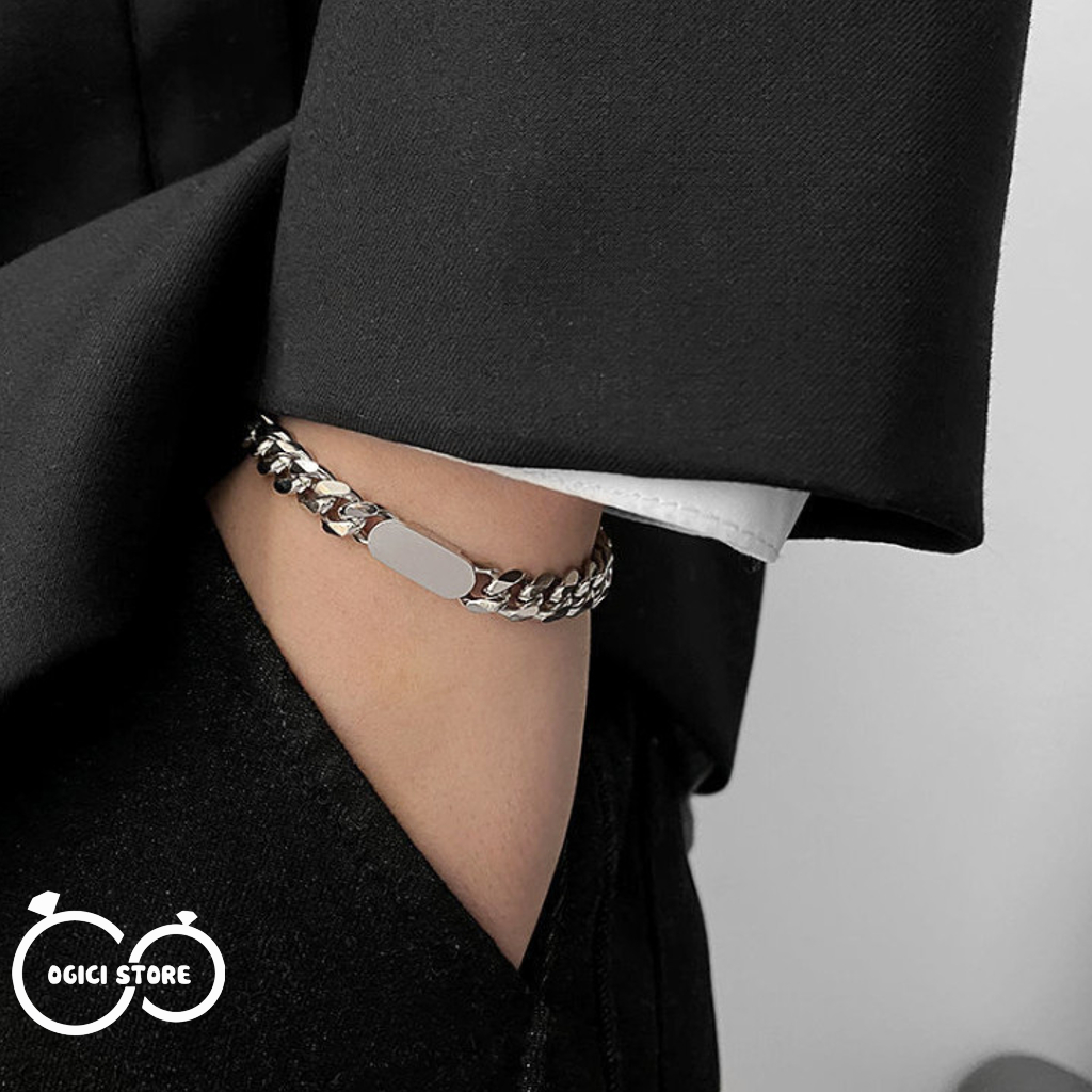 Lắc tay nam nữ titan thời trang, Vòng tay nam mặt trơn phong cách hiphop cá tính, Unisex