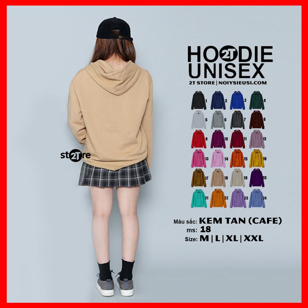 [4.4 HOÀN TIỀN 15%][HCM]Áo Hoodie Unisex 2T Store 24 Màu Sắc - Áo Khoác Nỉ Bông Chui Đầu Nón 2 Lớp Dày Dặn Chất Lượng Đẹp