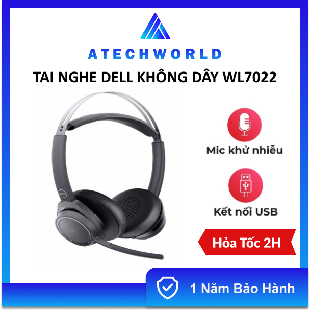 Tai nghe không dây chống ồn dell wl7022 - hàng chính hãng - bh 12 tháng - có xuất vat