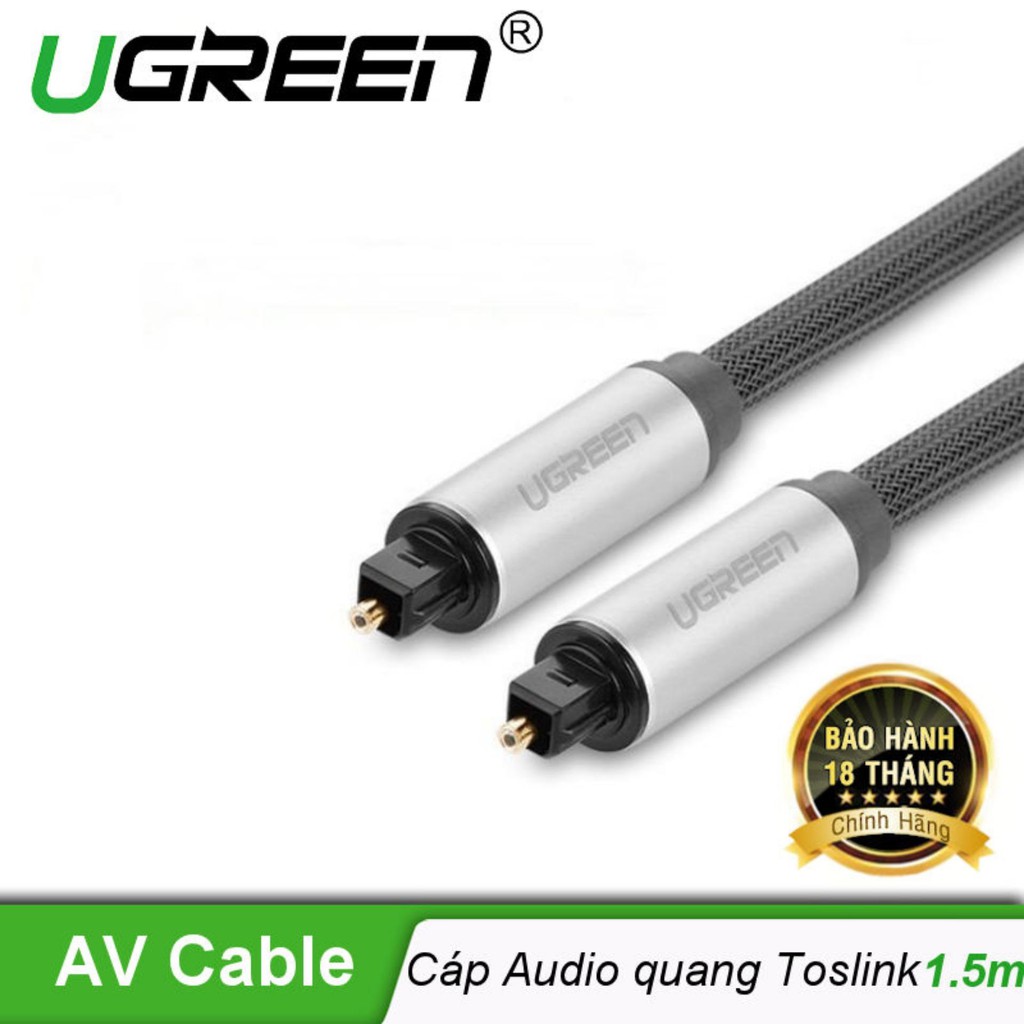 Cáp audio quang Toslink Optical bọc lưới cao cấp 1.5m Ugreen 10542