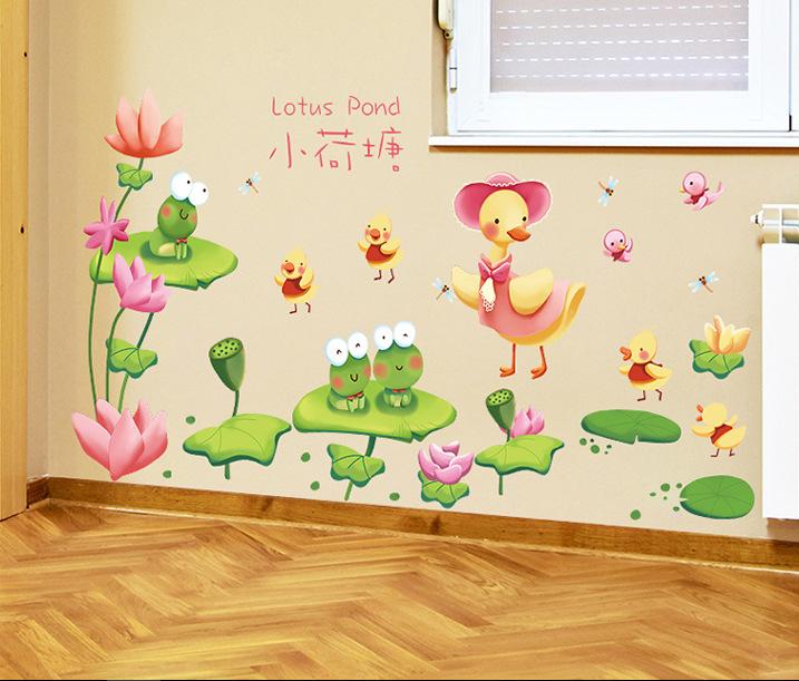 Decal trang trí Đàn Vịt Vàng đáng yêu
