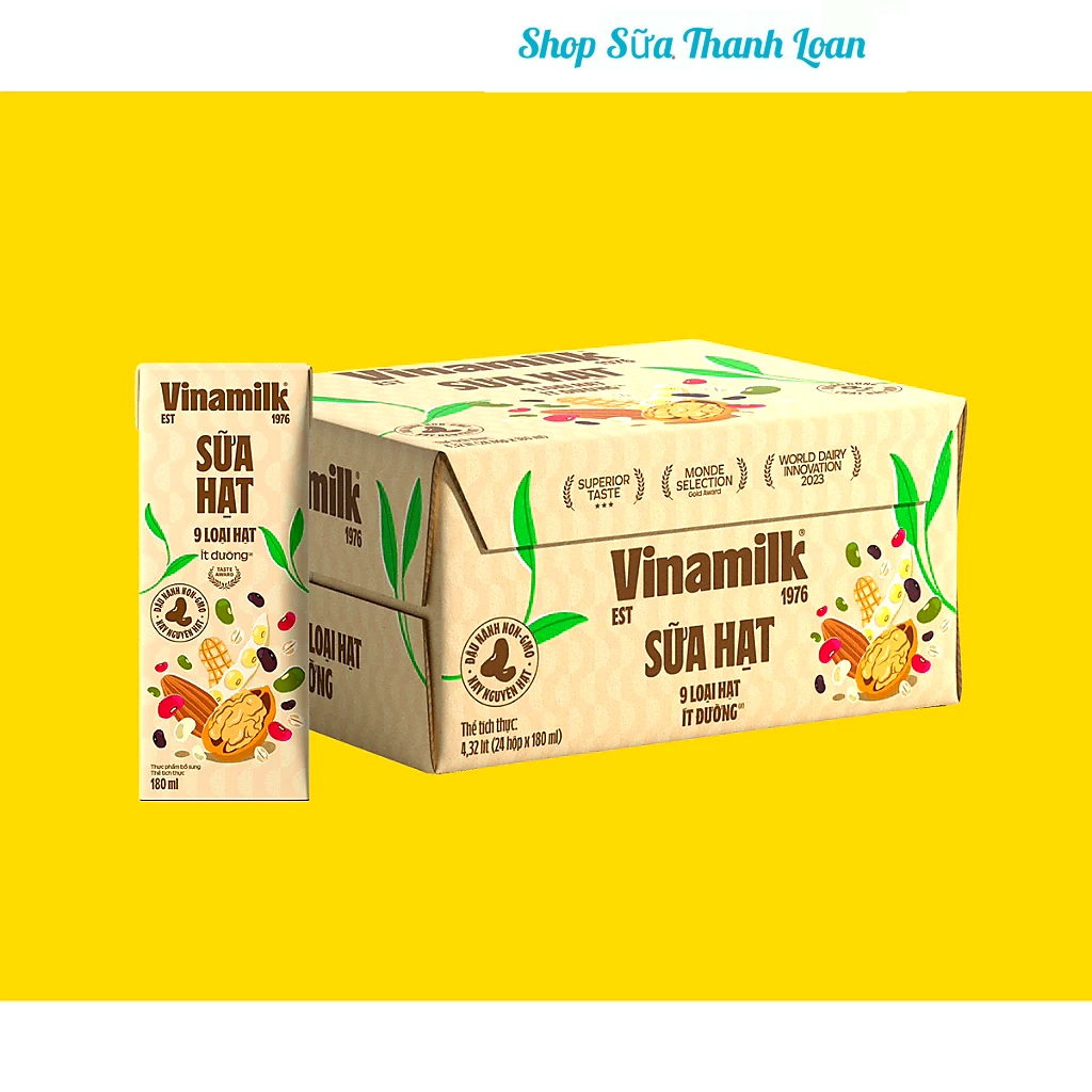 Thùng 24 hộp sữa 9 loại hạt vinamilk super nut 180ml.