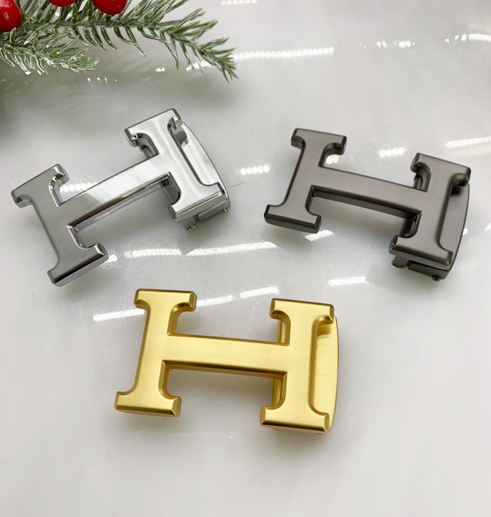 Mặt khóa thắt lưng chữ a h đầu dây nịt đục lỗ vàng trắng dùng cho dây 3,2cm