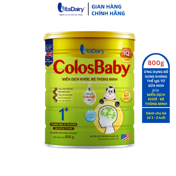 Sữa non ColosBaby IQ 1+ 800g, sữa bột giúp bé phát triển trí não, miễn dịch khỏe - VitaDairy