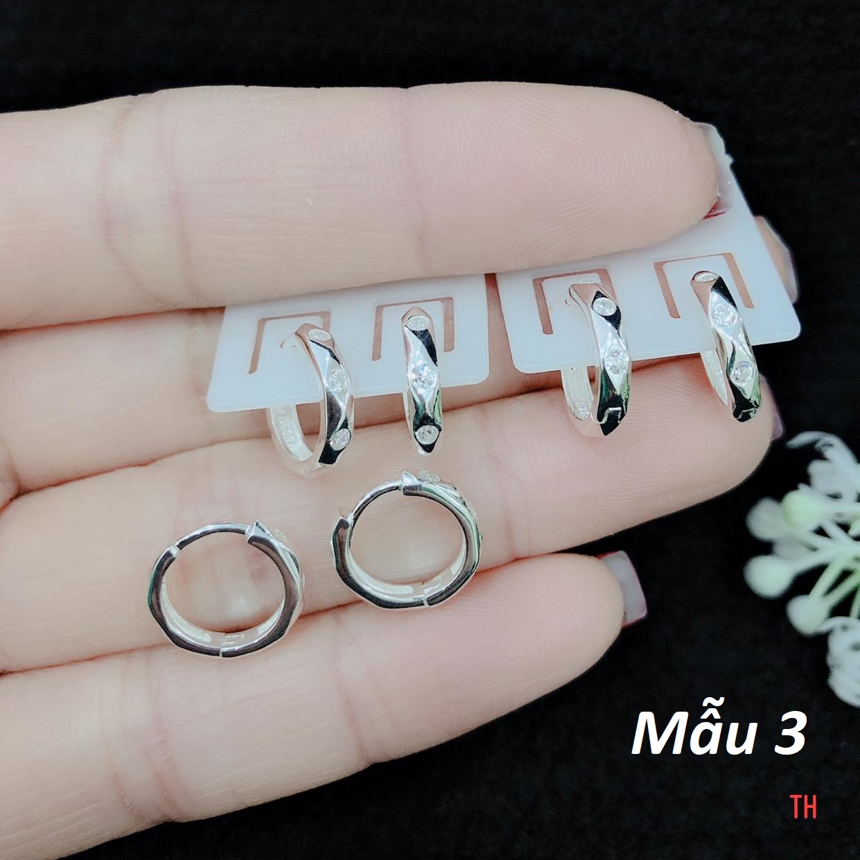 Bông tai bạc khuyên tròn các mẫu MS65