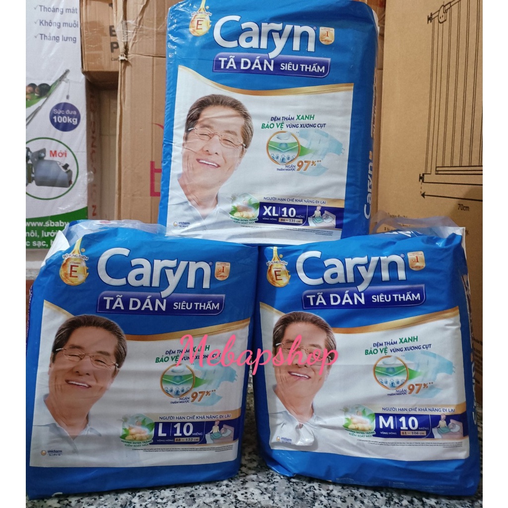 Tã dán người già hoặc cho mẹ đi sanh siêu thấm caryn m10/l10/xl10 miếng