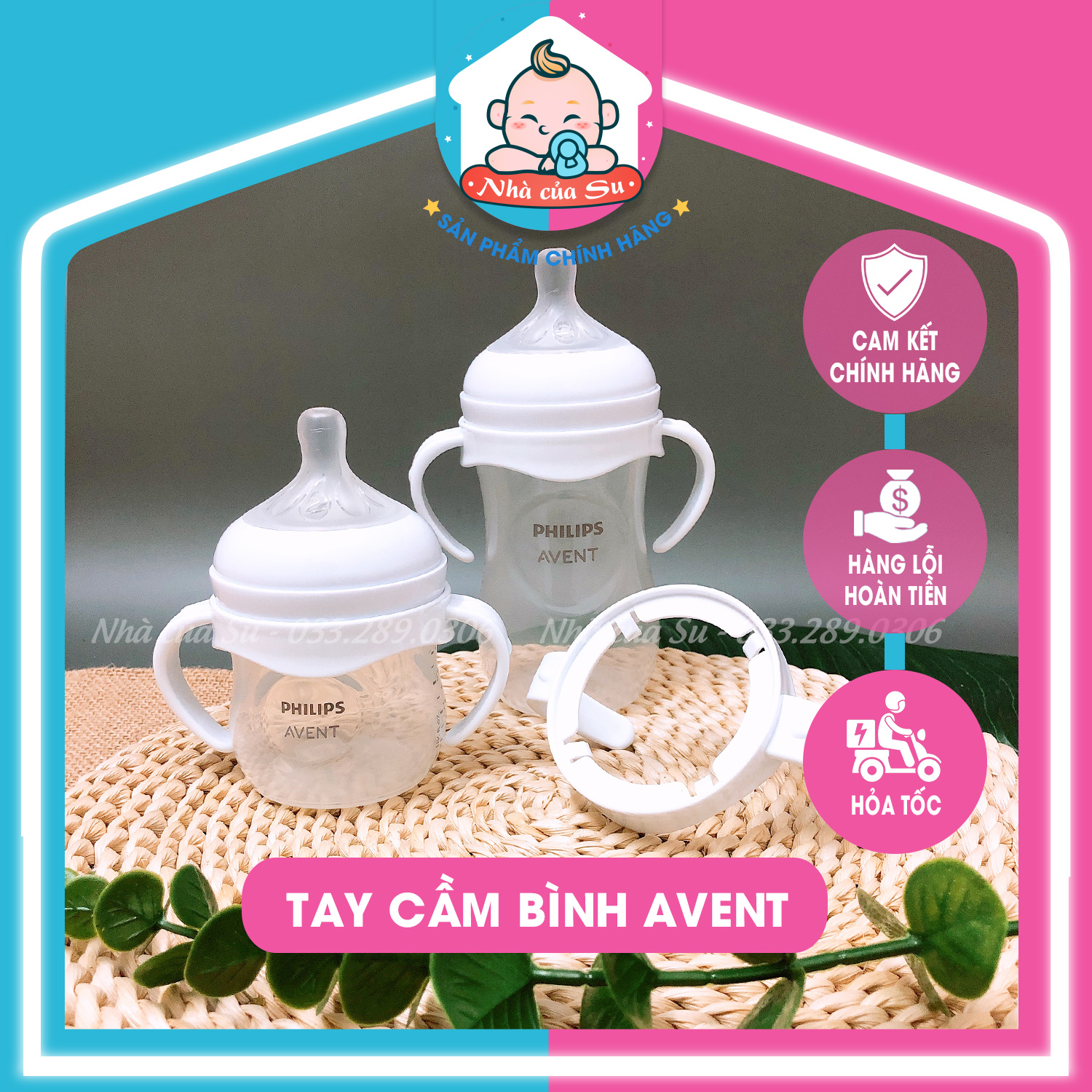 Tay cầm bình sữa Avent Natural cổ rộng tập cho bé cầm bình