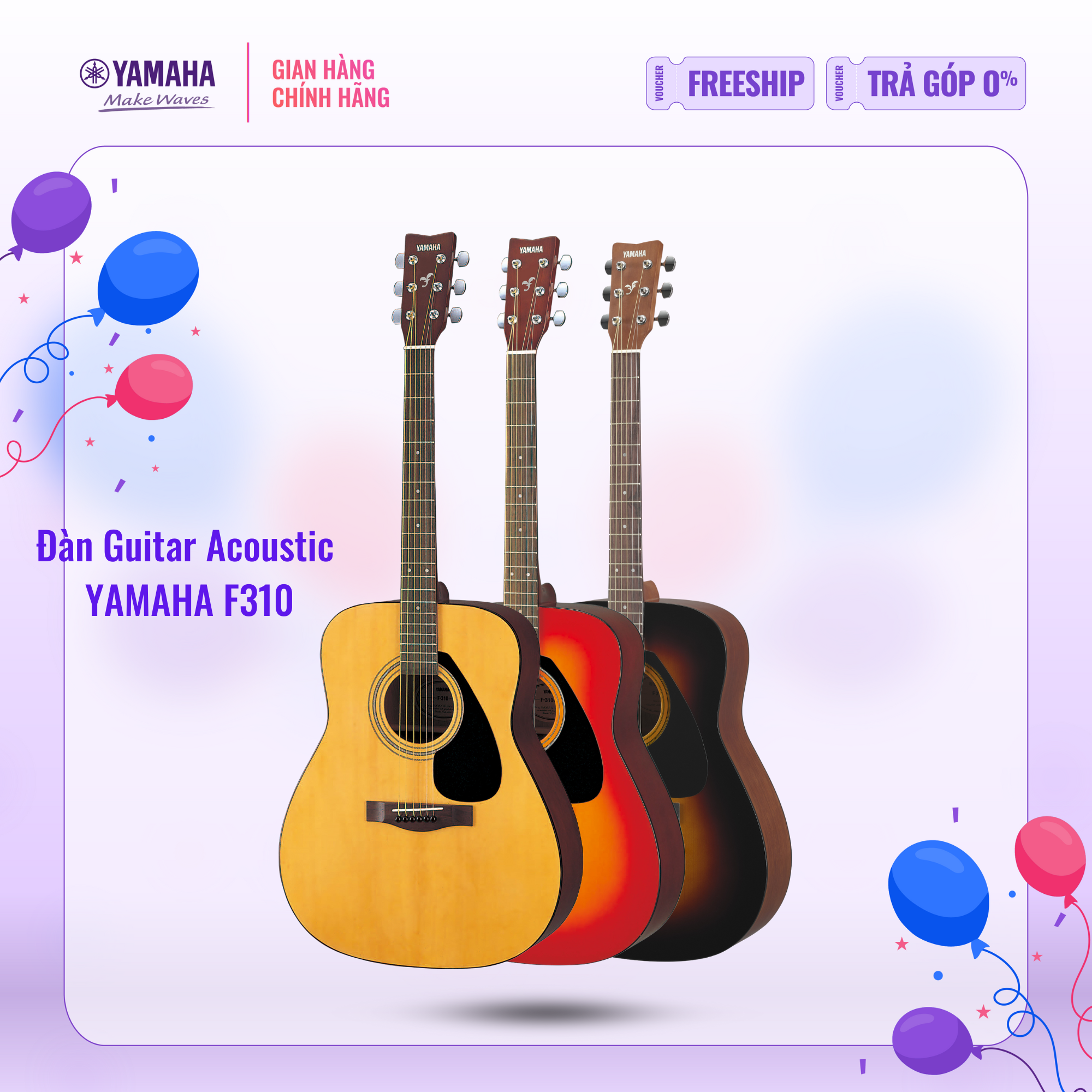 [Trả góp 0%] Đàn Guitar Acoustic YAMAHA F310 - Thiết kế truyền thống, âm thanh ấm áp, tròn trịa, phù