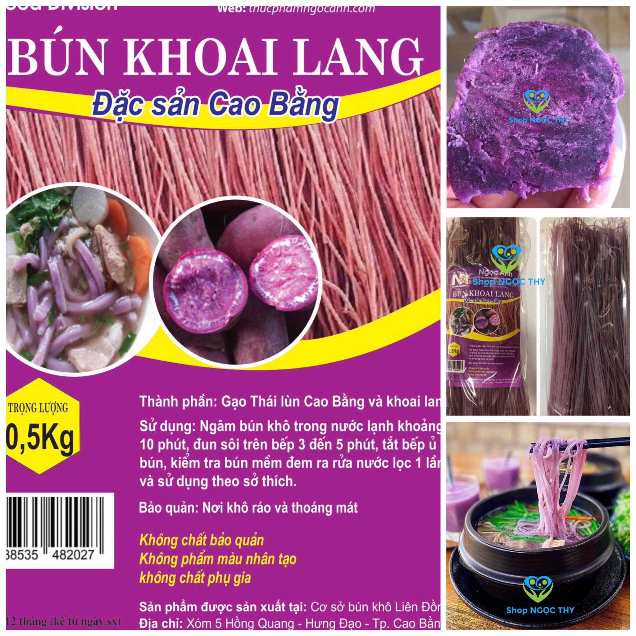 Bún khoai lang tím Cao Bằng 500gr, thực phẩm eatclean