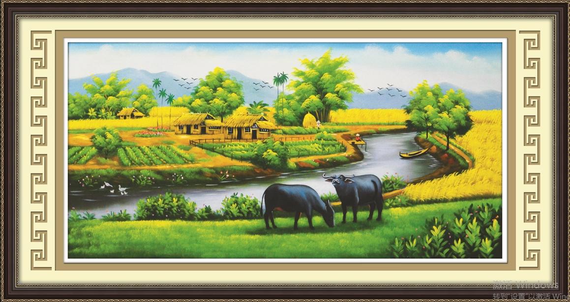 [HCM]Tranh Đá Phong Cảnh Làng Quê 88556 Kích thước :112x60cm