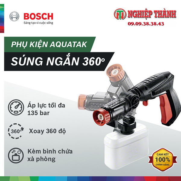 Súng xịt rửa xe 360° Bocsh dành cho máy rửa xe Universal Aquatak (F016800536)