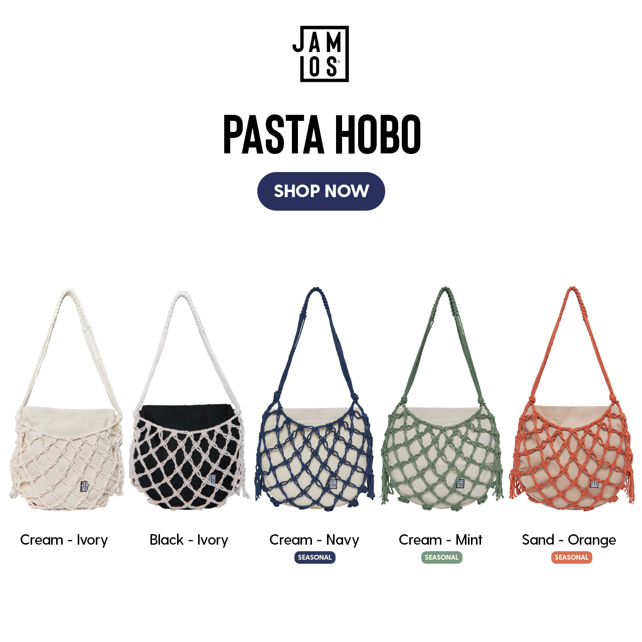Túi vải thời trang đeo vai canvas dây macrame pasta hobo jamlos