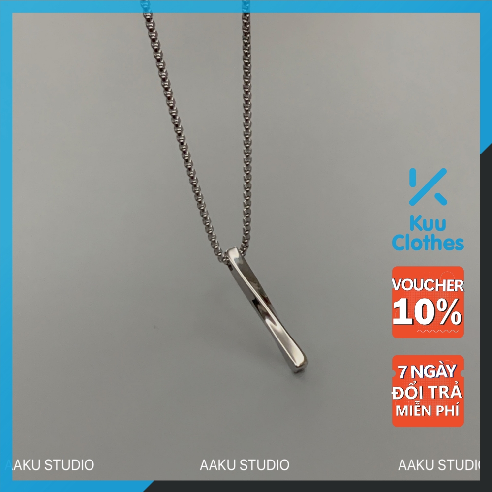 Dây Chuyền Nam Nữ Unisex Basic Veins Brick Kuu Clothes Hình Khối Xoắn Màu Bạc Đẹp - Vòng Cổ Chất Ngầu Hàn Quốc Titan