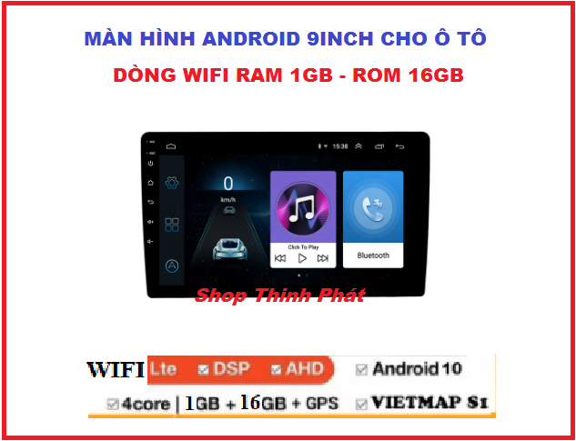 .Màn hình ô tô Android 9inch,RAM 1G ROM 16G kết nối wifi, hỗ trợ TIẾNG VIỆT,Màn hình lắp chung nhiều dòng xe,màn hình ô tô giá rẻ,đầu dvd xe hơi,màn hình android oto- Dvd oto, màn hình dvd ô to