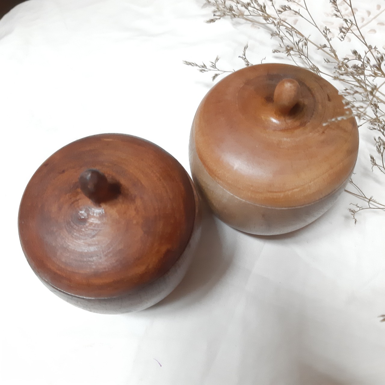 Lọ đựng gia vị bằng gỗ và tre an toàn vệ sinh không hóa chất _ Kích Thước : D8* H6cm