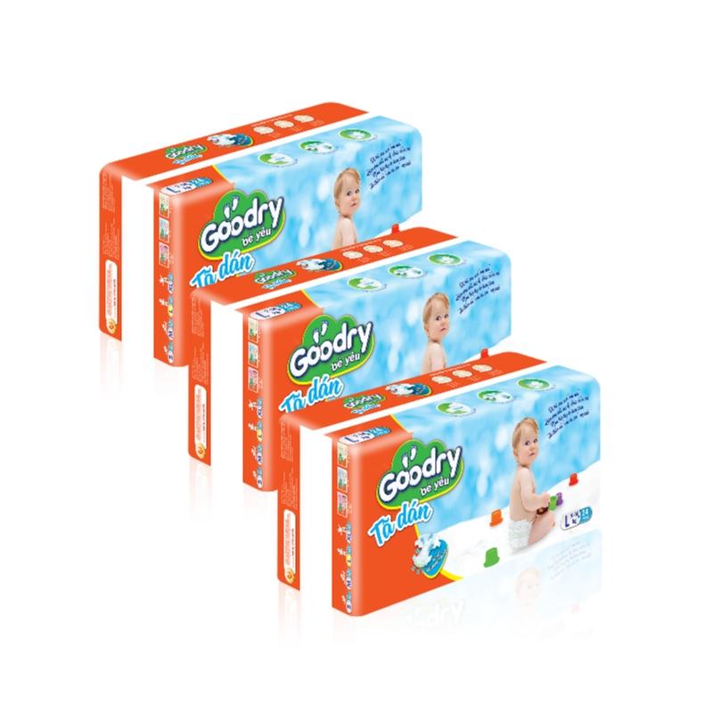 Combo 3 - Tã dán Goodry [S46/ M42/ L38/ XL34] Miếng