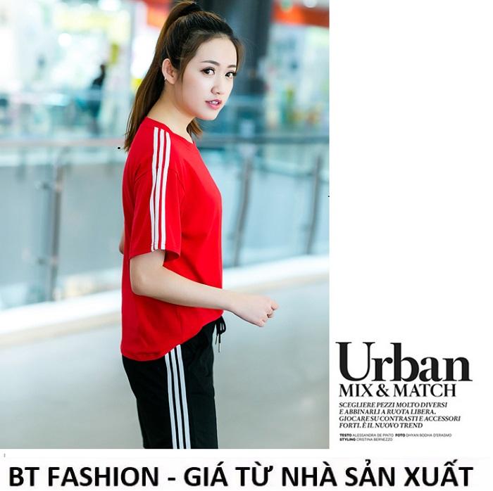 Đồ Bộ Nữ Áo Thun + Quần Đùi Sọt Thể Thao, Ở Nhà, Đi Ngủ Thời Trang Mới - BT Fashion (SO3-BA SỌC MỚI)