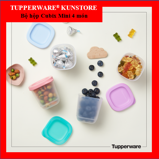Bộ hộp bảo quản thực phẩm loại nhỏ tupperware chính hãng cubix mini square