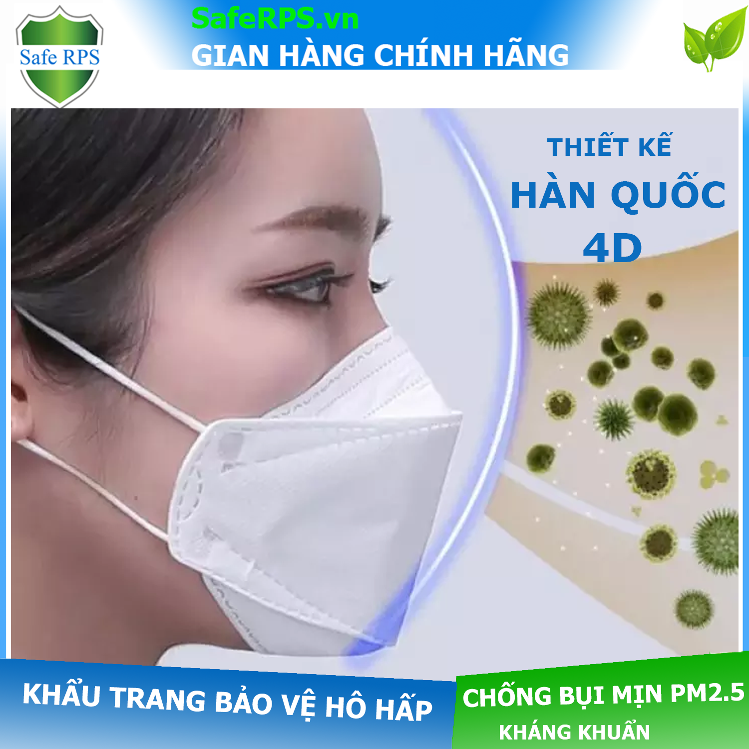 1 Cái Khẩu trang 4D cao cấp Hamita Advanced 4D Mask hình KF94 , kháng khuẩn , chống bụi siêu mịn PM2.5 , màu trắng thời trang - Có thể giặt để tái sử dụng