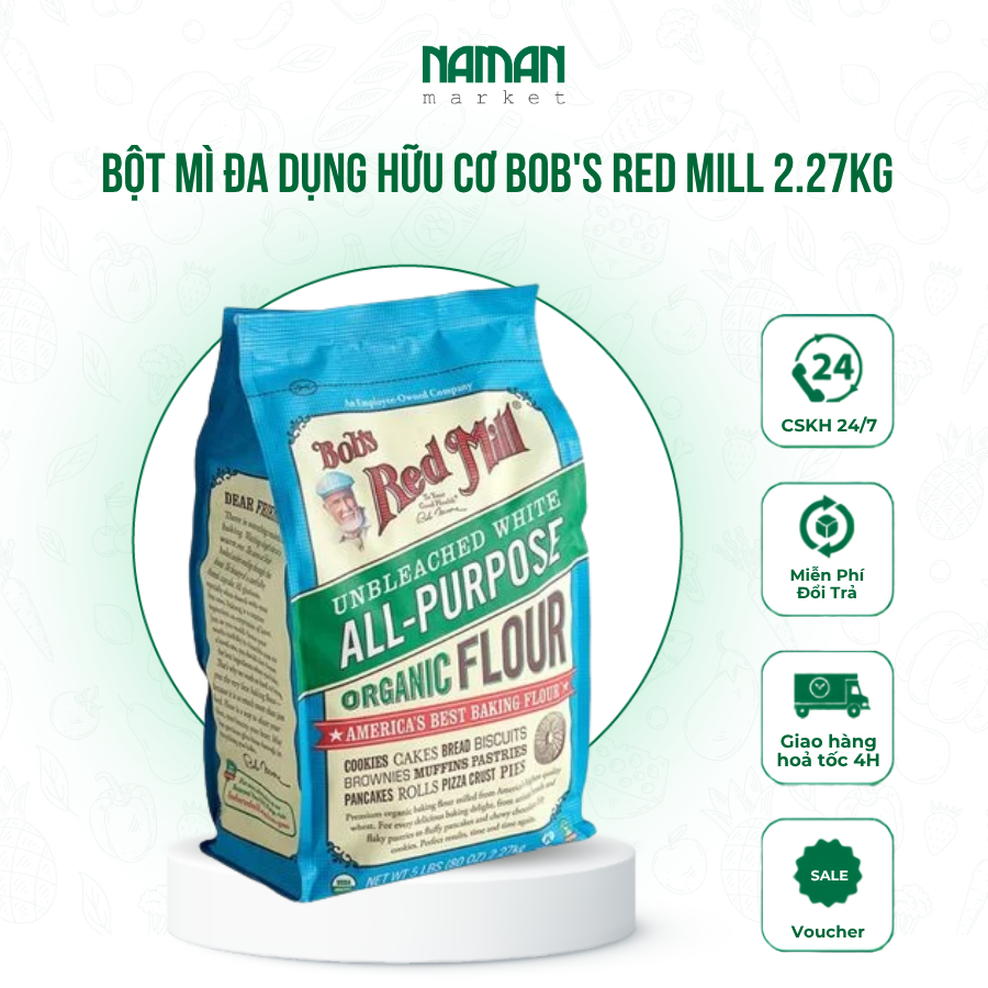Bột mì đa dụng hữu cơ Bob's Red Mill 2.27kg
