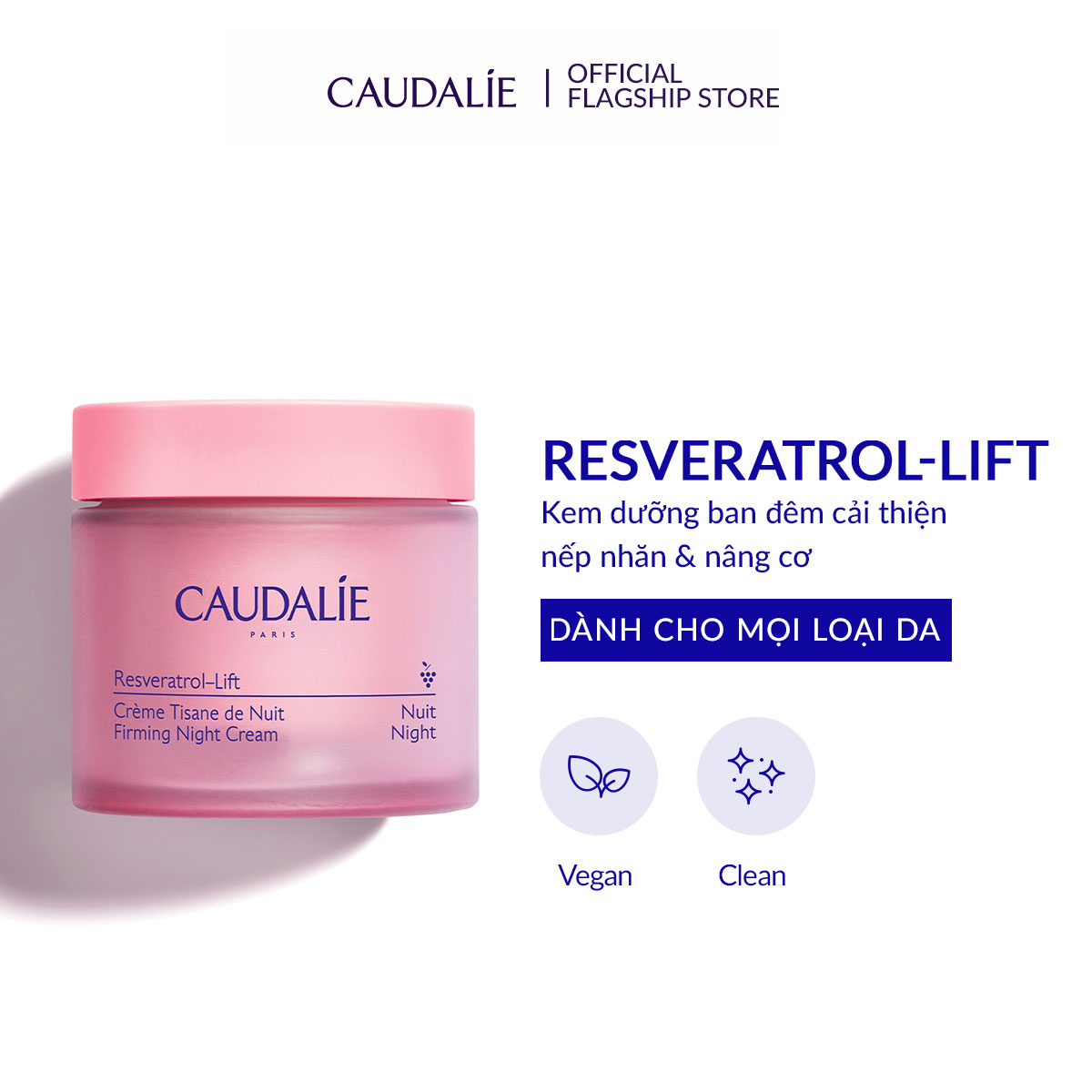 Kem Dưỡng Ban Đêm Cải Thiện Nếp Nhăn Và Nâng Cơ Caudalie Resveratrol-Lift 50ml - MỚI 2024