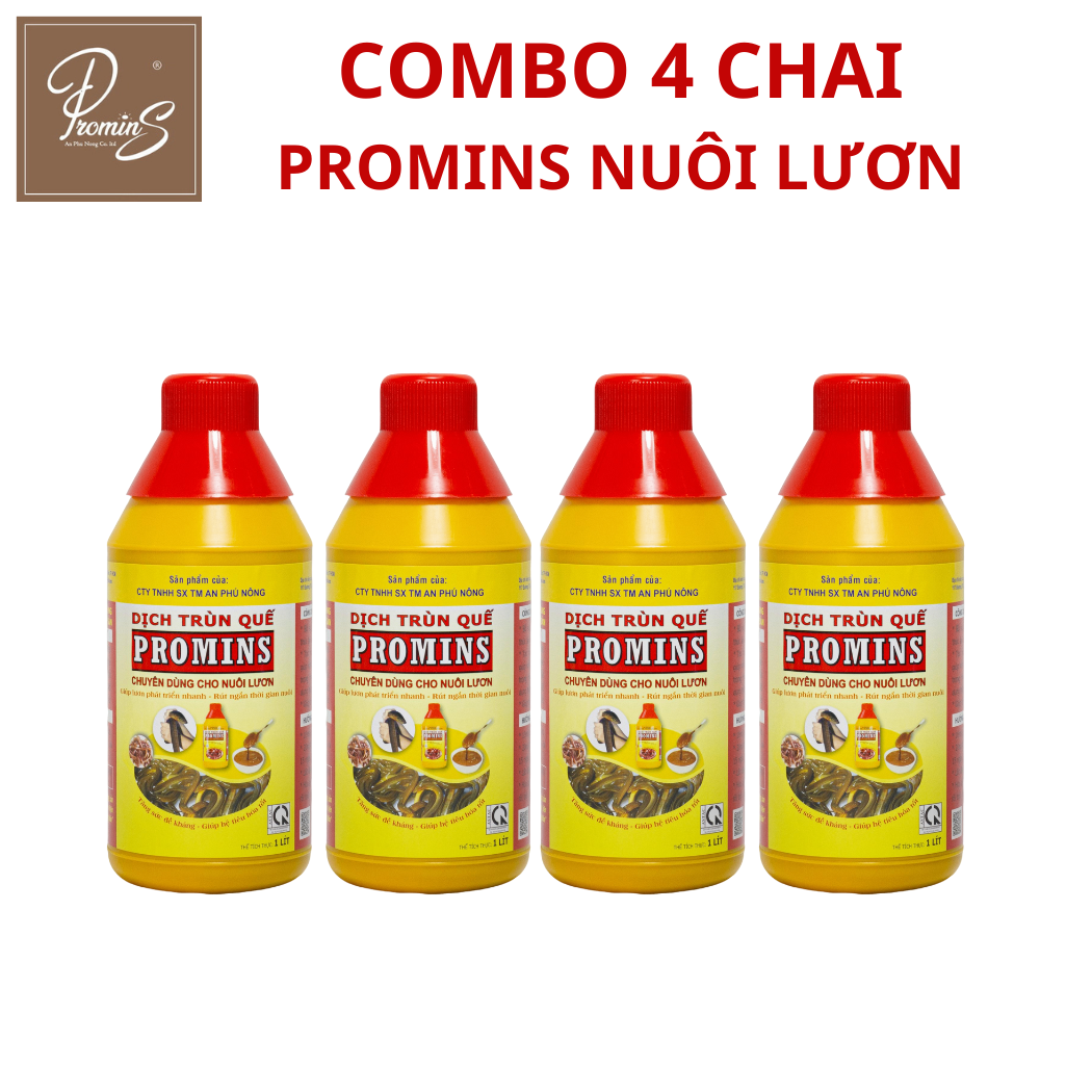 Combo 4 chai 1 LIT Dịch trùn quế Promins nuôi lươn không bùn - Đậm đặc, tăng trọng nhanh