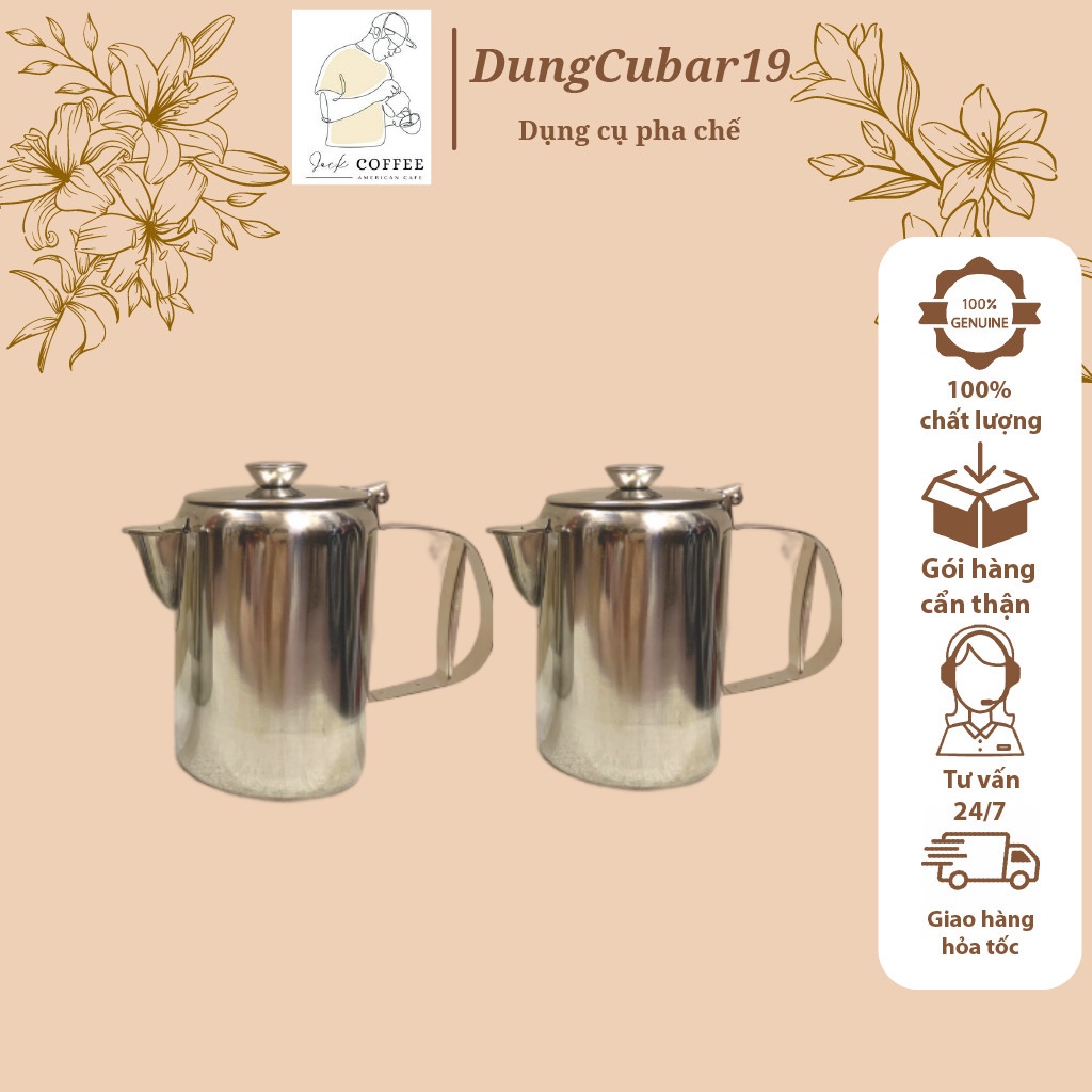 Ca inox có nắp 3l 2l 1l ca dựng nước 3l inox pha chế inox sáng bóng an toàn cho sức khỏe