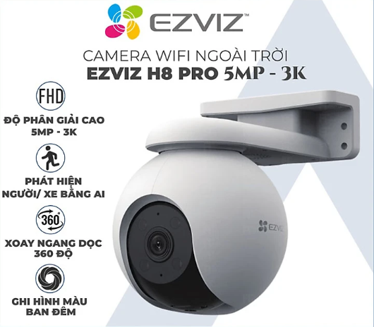 Camera WiFi EZVIZ H8 Pro 3K - Độ Phân Giải 5MP - Hàng Chính Hãng