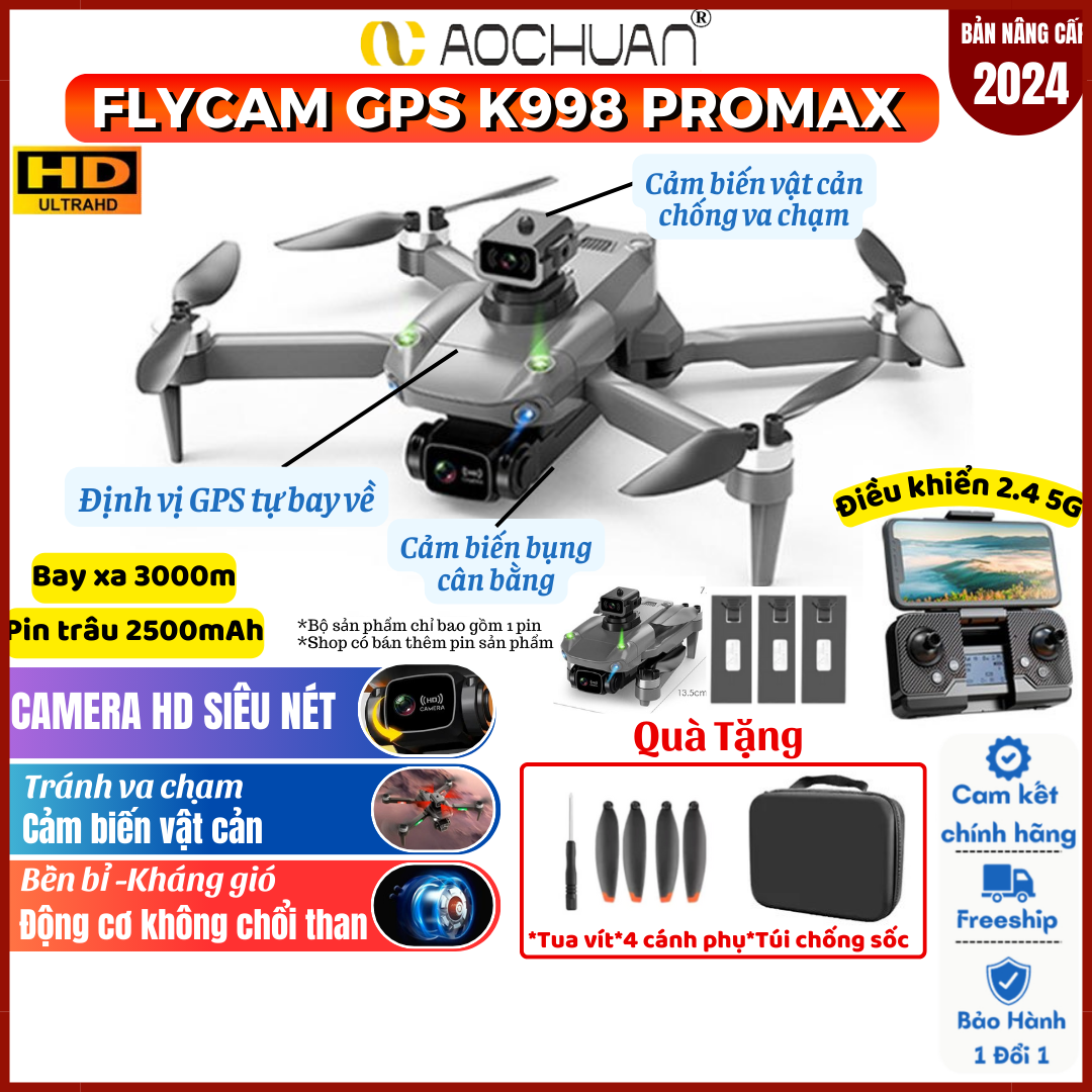 Máy Bay Flycam Drone Camera 8K Flaycam K998 Max G.P.S Cảm Biến Tránh Vật Cản - Flycam điều khiển từ xa - Fly cam giá rẻ - Playcam - Phờ lai cam - Flaycam - Play camera chất hơn sjrc f11s 4k pro, mavic 3 pro, drone p9, k101 max