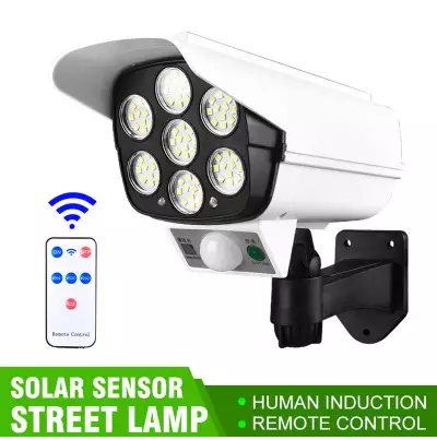 Đèn led năng lượng mặt trời Giả Camera chống trộm cảm ứng 77 led