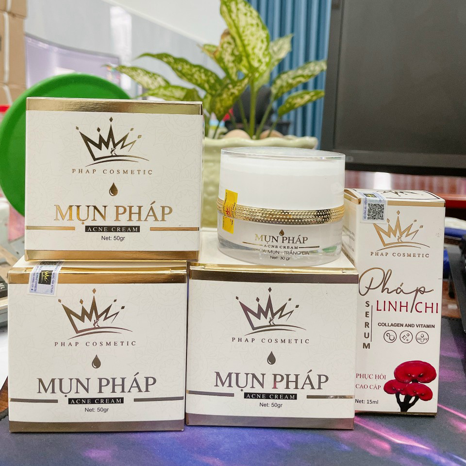 Kem Face xóa mụn trắng da Pháp Cosmetic Cream - Tặng kèm Serum Linh Chi Pháp