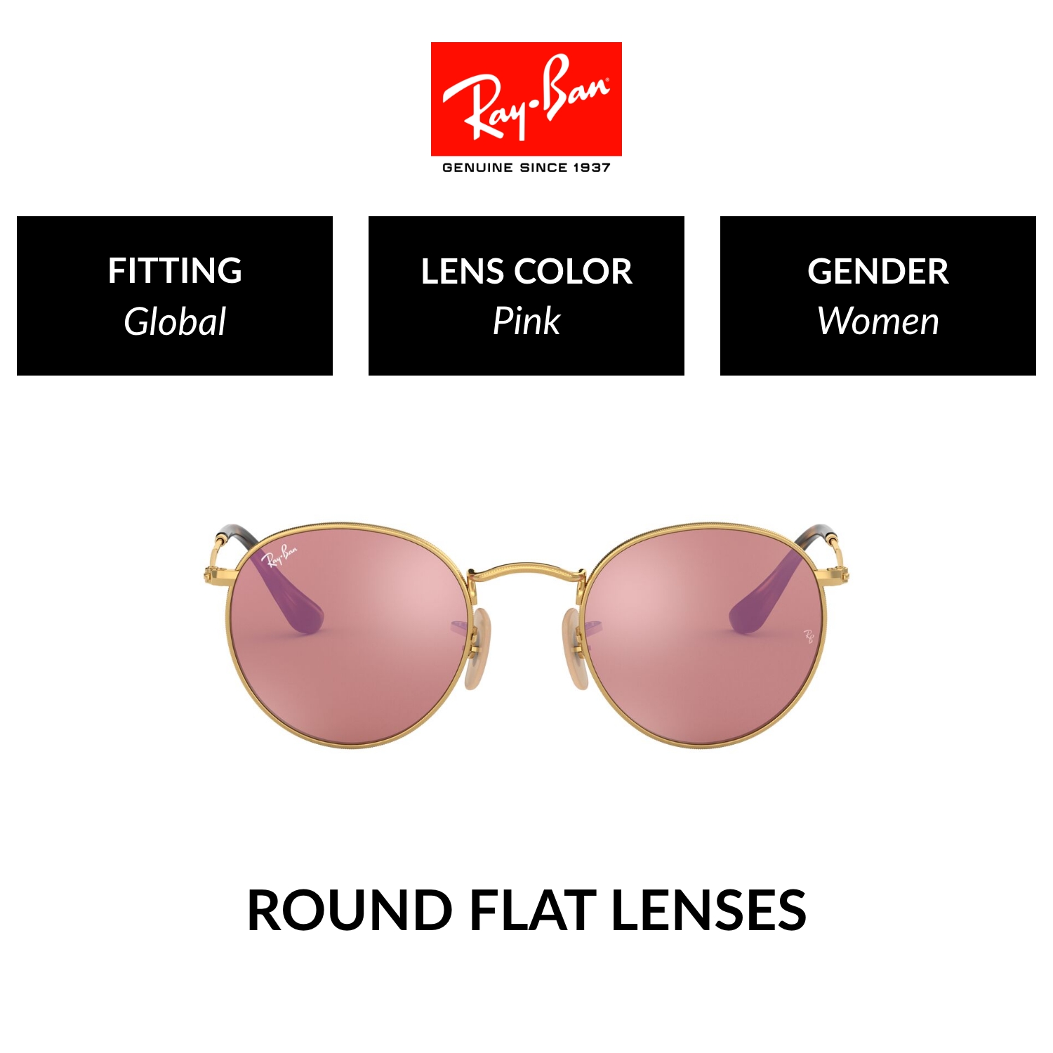Mắt kính ray-ban round metal - rb3447n 001/z2 - kính mát size 50