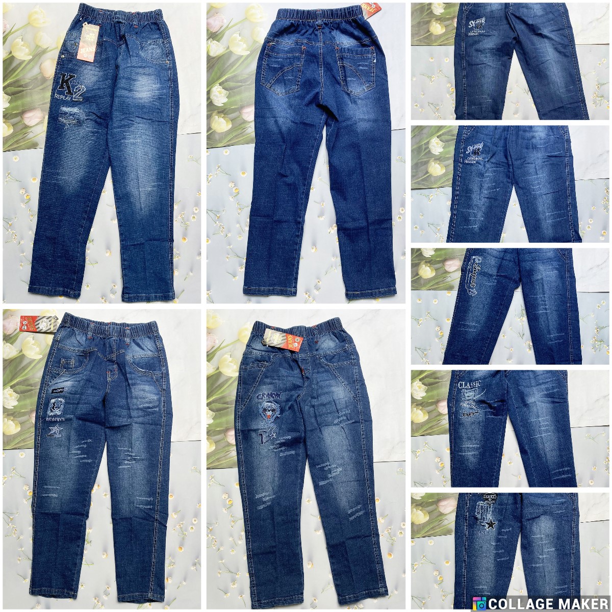 Quần jean dài cho bé trai 40kg đến 55kg lưng thun qt333435