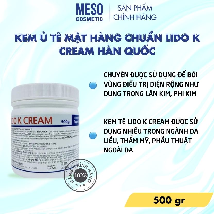 [ Chính hãng Kem ủ tê mặt hàng chuẩn Lido K cream Hàn Quốc | Meso cosmetic