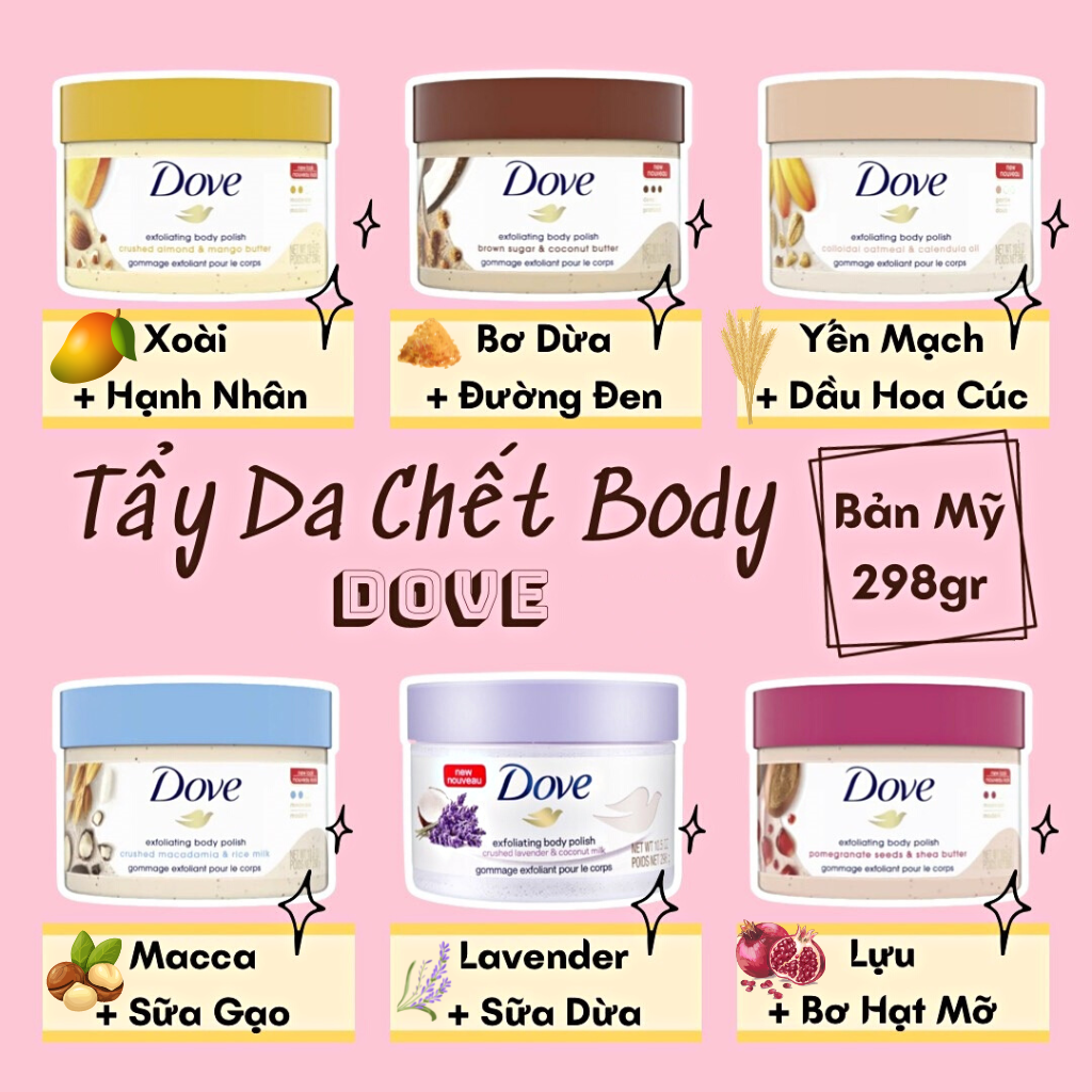 Tẩy Tế Bào Chết Dove Mỹ Exfoliating Body Polish 298g - Tẩy Da Chết Dove Mỹ - Tẩy Da Chết Dove Đức - 