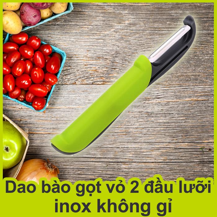 Dao bào gọt vỏ chất liệu inox 304 không gỉ, thiết kế 2 lưỡi ở 2 đầu