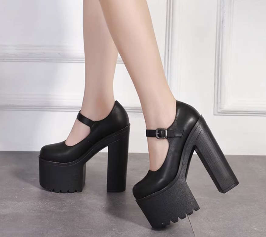 (14cm) Giày Cao Gót Đế Trụ Siêu Nhẹ , Guốc Bít  Mũi Thiết Kế Trẻ Trung, Sang Trọng