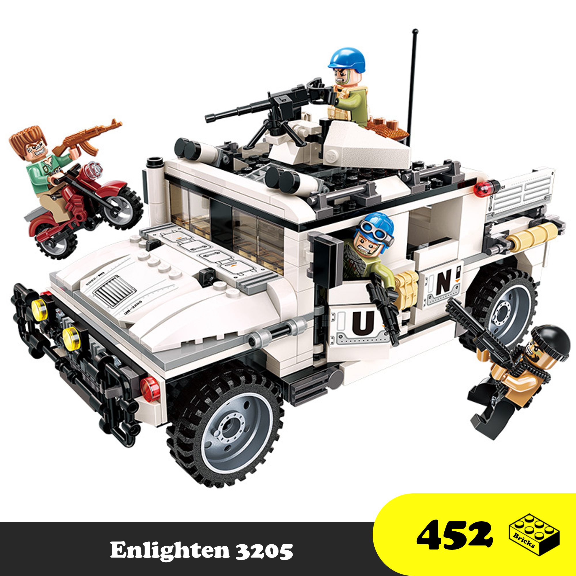 Đồ chơi Lego lắp ráp xe Jeep Cảnh sát, Enlighten 3205 Police Humvee, Xếp hình thông minh [425 mảnh ghép] Đồ chơi tặng bé