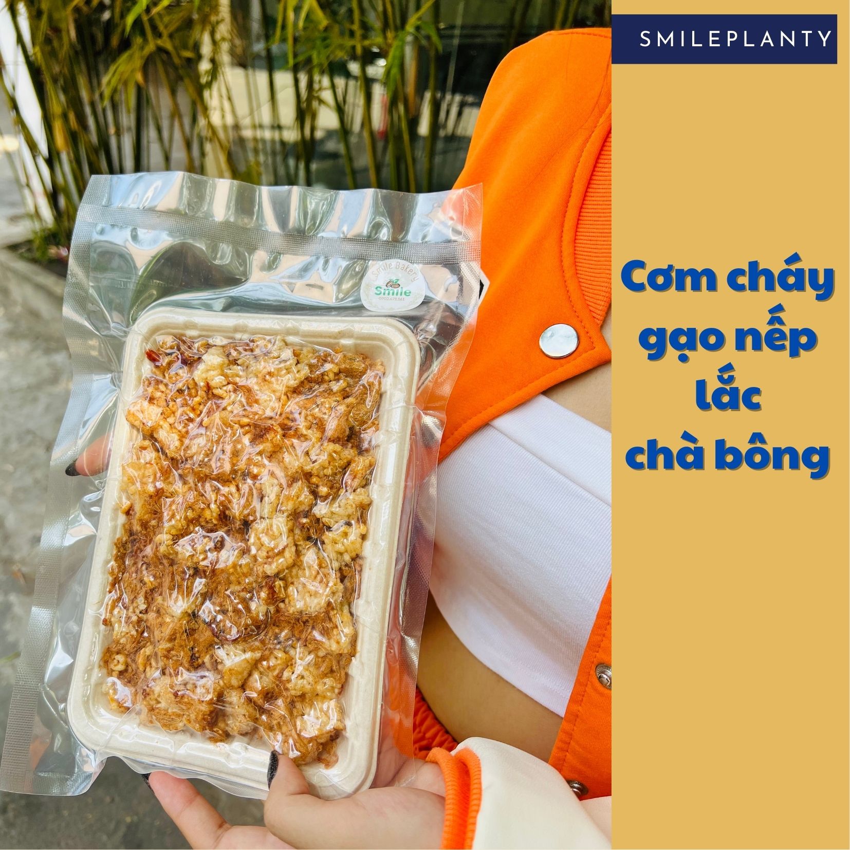 Cơm cháy gạo nếp lắc chà bông 110gr , cơm cháy vệ sinh - smileplanty