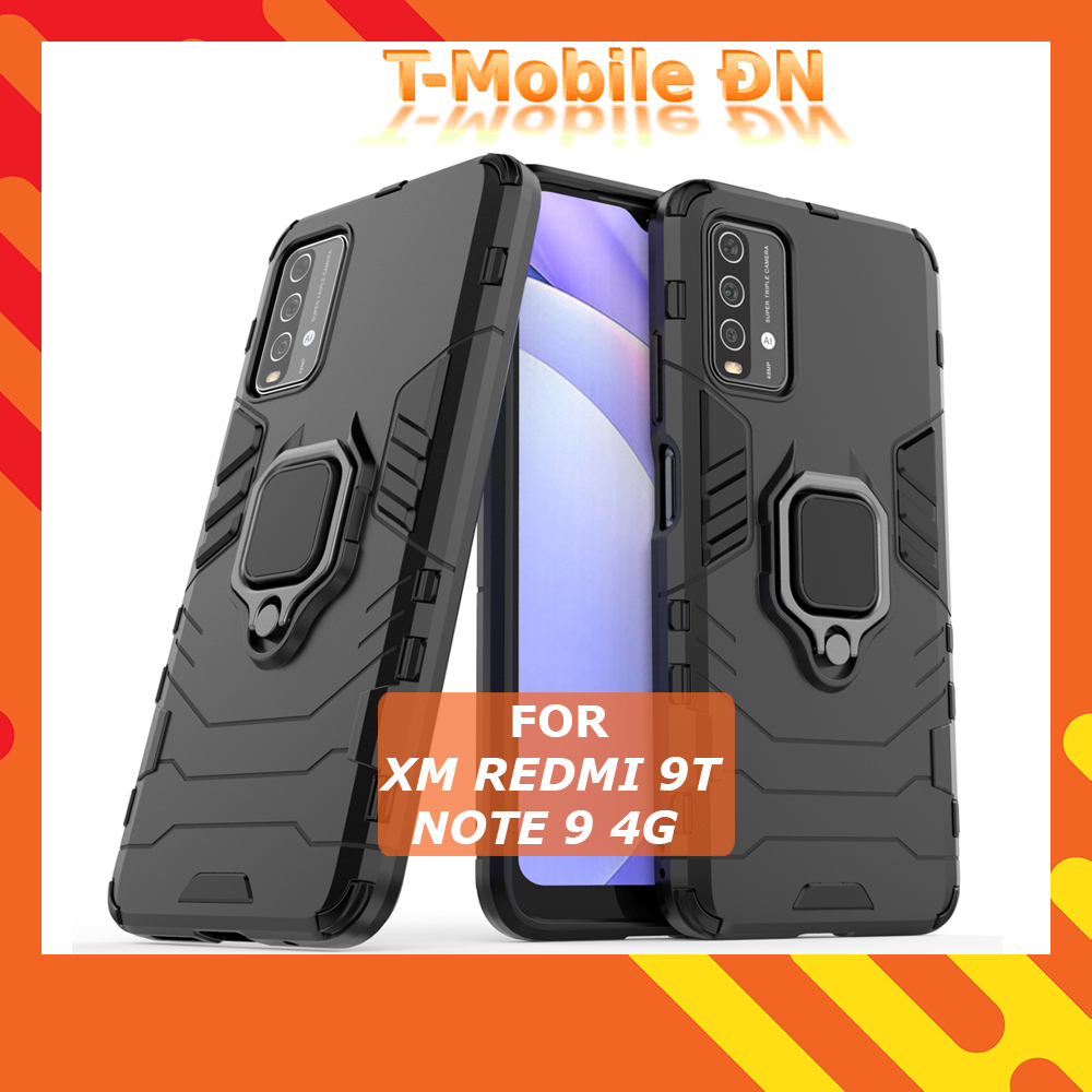 Ốp lưng Xiaomi Redmi 9T Note 9 4G chống sốc iron man kèm nhẫn iring Bảo vệ camera và chống xem video tiện lợi