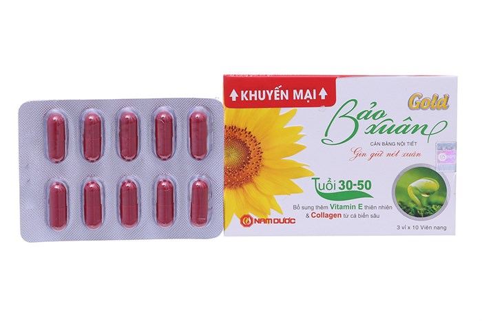 Viên uống đệp da cải thiện nội tiết tố nữ bảo xuân gold cho tuổi 30 -50 hộp 30 viên