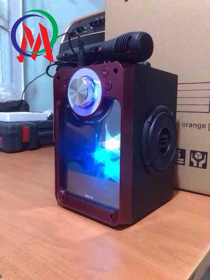 Loa Karaoke bluetooth Mn-03 bass 2 loa có echo mặt kiếng led nhiều màu