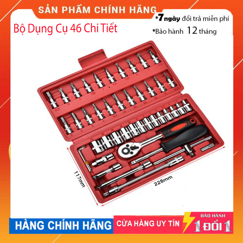 Bộ dụng cụ sửa chữa đa năng 46 chi tiết - bộ sửa chữa đa năng -bộ sửa chữa đa năng 46 món -bộ sửa chữa 46 chi tiết - bộ dụng cụ mở bu lông ốc vít sửa chữa chuyên dùng cho ô tô, xe máy