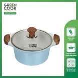 Nồi đúc men đá xanh Sapphire tay cầm chống bỏng 18-20-24cm Green Cook GCS09-18-20-24IH - Dùng cho mọi loại bếp - Gian hàng chính hãng greencook