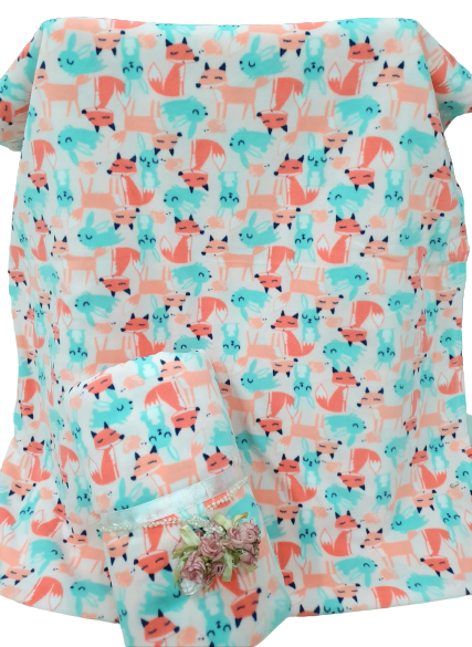 Sale 110k còn 89k. 1m9 x 1m6. Mền nỉ cotton Thái THỎ CÁO CAM văn phòng du lịch