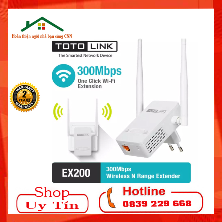 [ CHÍNH HÃNG ] Bộ Thiết Bị Kích Sóng WIFI TOTOLINK EX200 Có LAN, Tốc độ Wi-Fi lên tới 300Mbps, Bảo hành 24 tháng - Bộ Mở Rộng Sóng TENDA A9 Không LAN Tốc độ 300Mbps, Chính Hãng